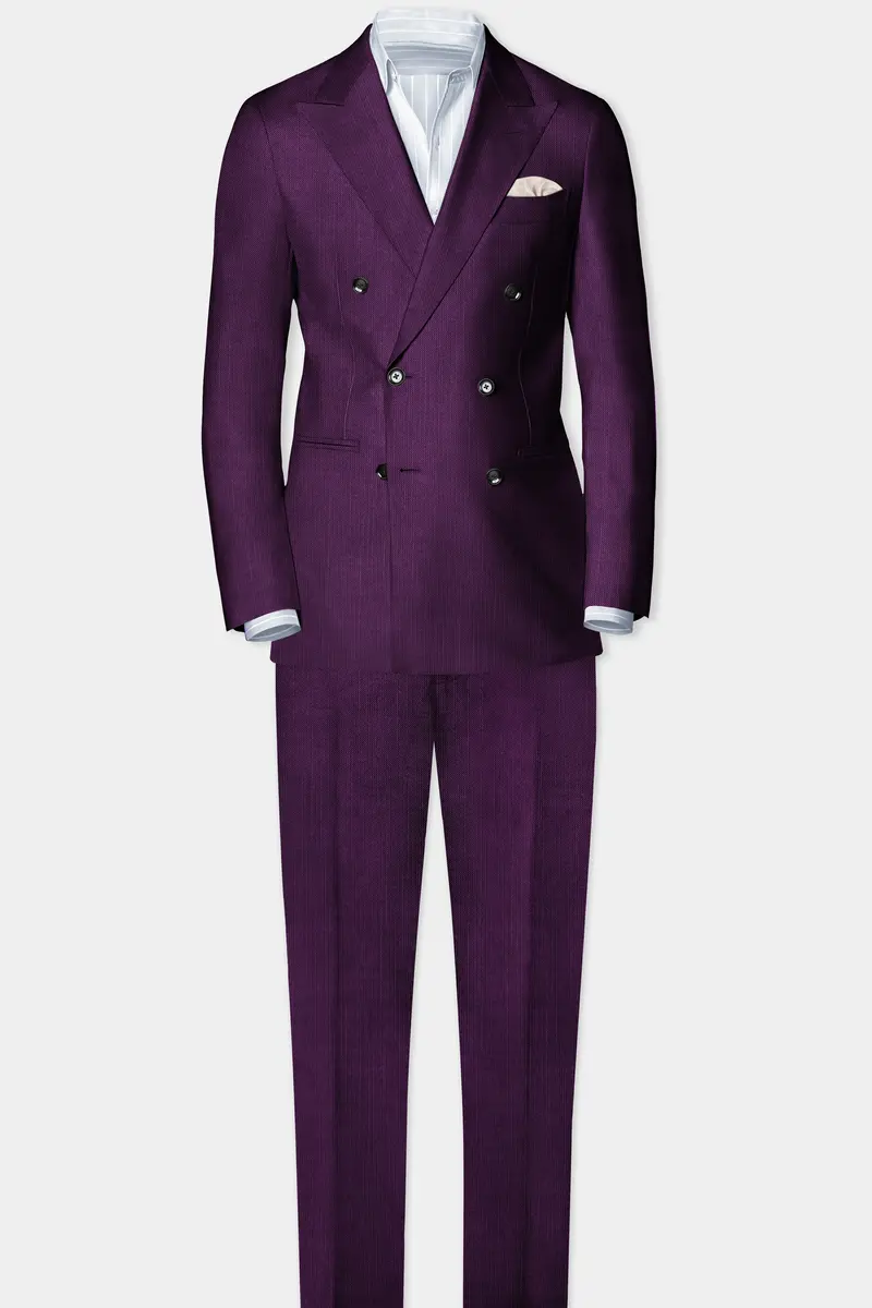 Orchid-Grape Purple Solid Wool Rich Double Breasted Slight Stretch Suit 5
