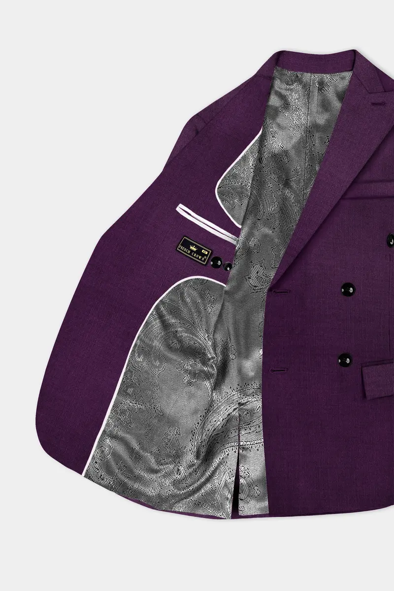 Orchid-Grape Purple Solid Wool Rich Double Breasted Slight Stretch Suit 7