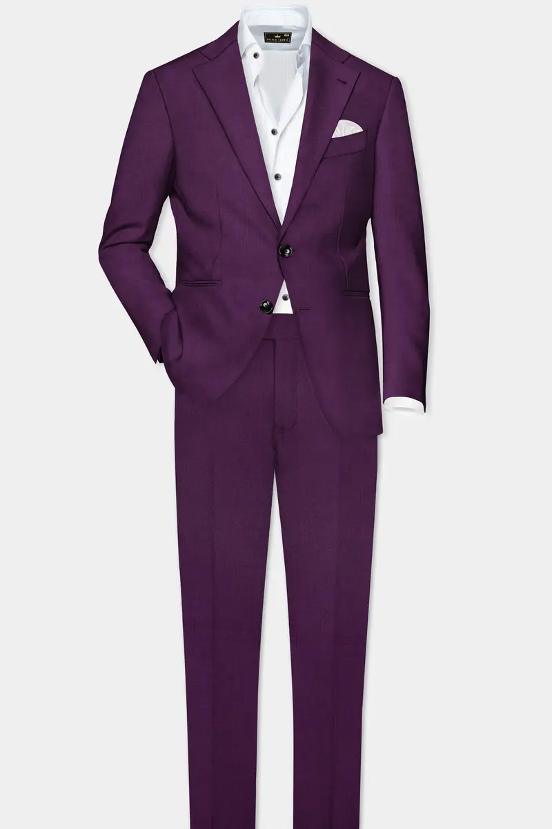 Orchid-Grape Purple Solid Wool Rich Single Breasted Slight Stretch Blazer 4