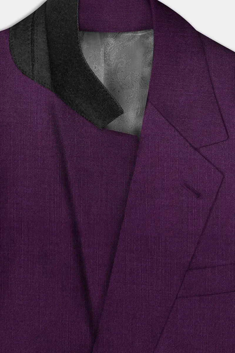 Orchid-Grape Purple Solid Wool Rich Single Breasted Slight Stretch Blazer 5