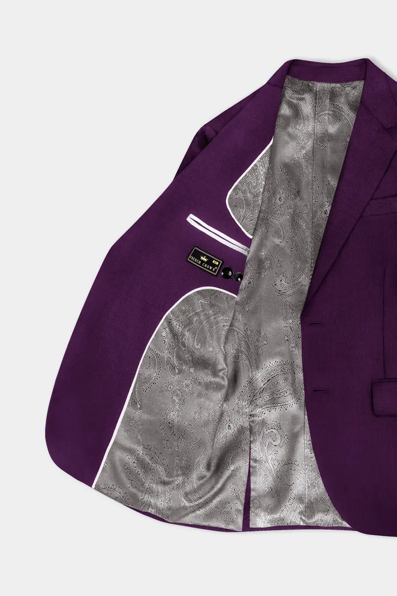 Orchid-Grape Purple Solid Wool Rich Single Breasted Slight Stretch Blazer 6