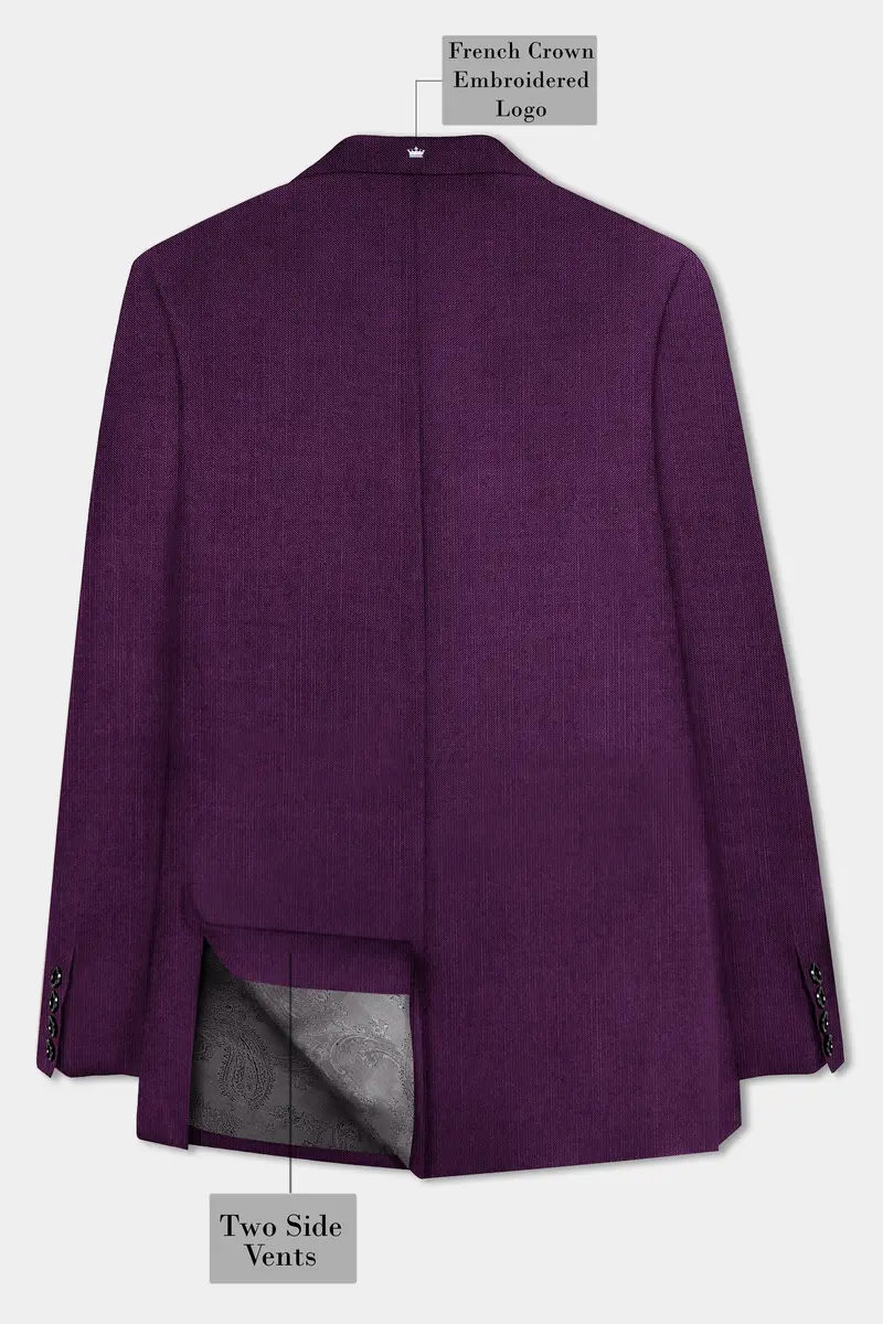 Orchid-Grape Purple Solid Wool Rich Single Breasted Slight Stretch Blazer 9