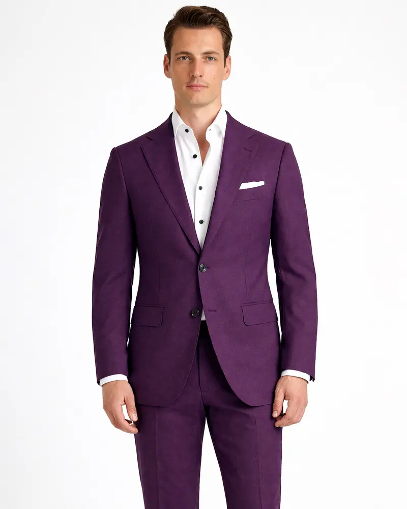 Orchid-Grape Purple Solid Wool Rich Single Breasted Slight Stretch Suit 1