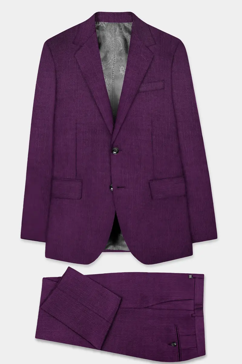 Orchid-Grape Purple Solid Wool Rich Single Breasted Slight Stretch Suit 12