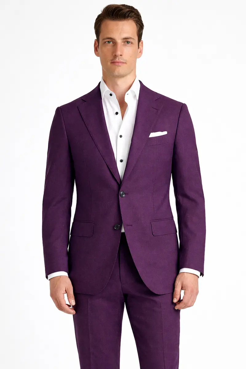 Orchid-Grape Purple Solid Wool Rich Single Breasted Slight Stretch Suit 2