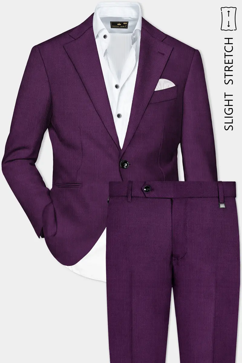 Orchid-Grape Purple Solid Wool Rich Single Breasted Slight Stretch Suit 4