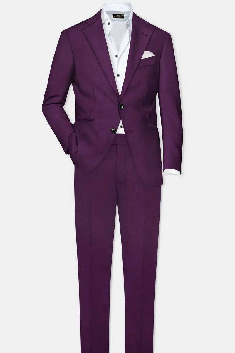 Orchid-Grape Purple Solid Wool Rich Single Breasted Slight Stretch Suit 5