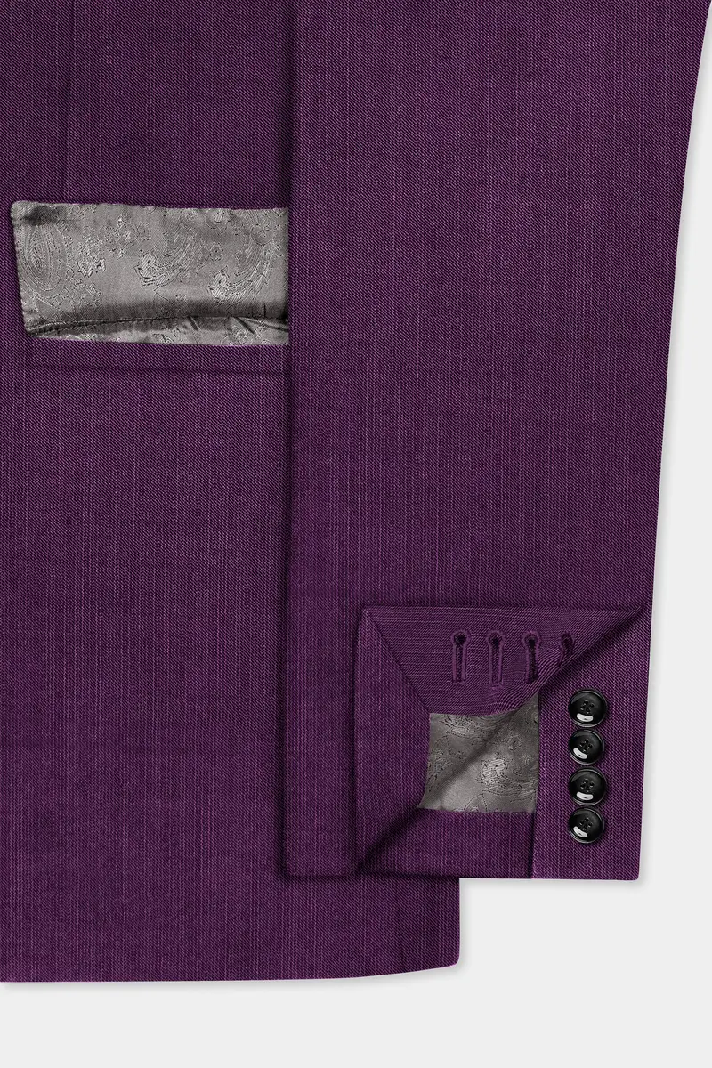 Orchid-Grape Purple Solid Wool Rich Single Breasted Slight Stretch Suit 8