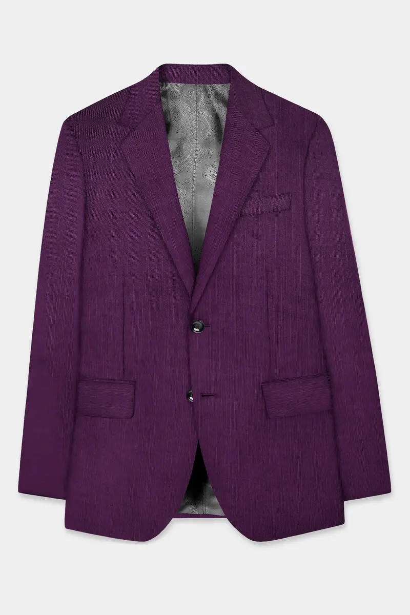Orchid-Grape Purple Solid Wool Rich Single Breasted Slight Stretch Suit 9