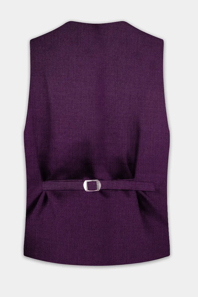 Orchid-Grape Purple Solid Wool Rich Slight Stretch Waistcoat 4