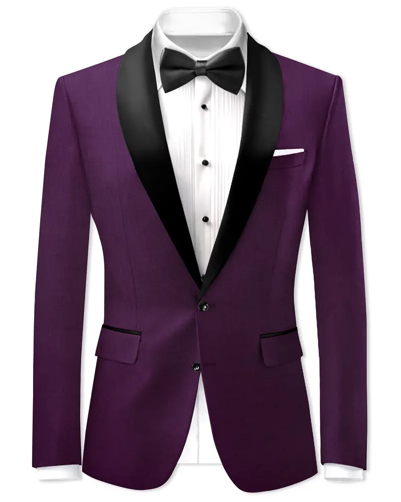 Orchid-Grape Purple Wool Rich Tuxedo Slight Stretch Blazer 1