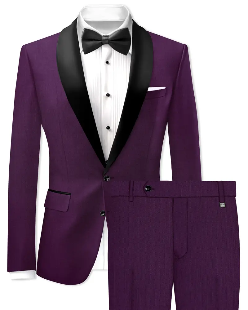 Orchid-Grape Purple Wool Rich Tuxedo Slight Stretch Suit 1