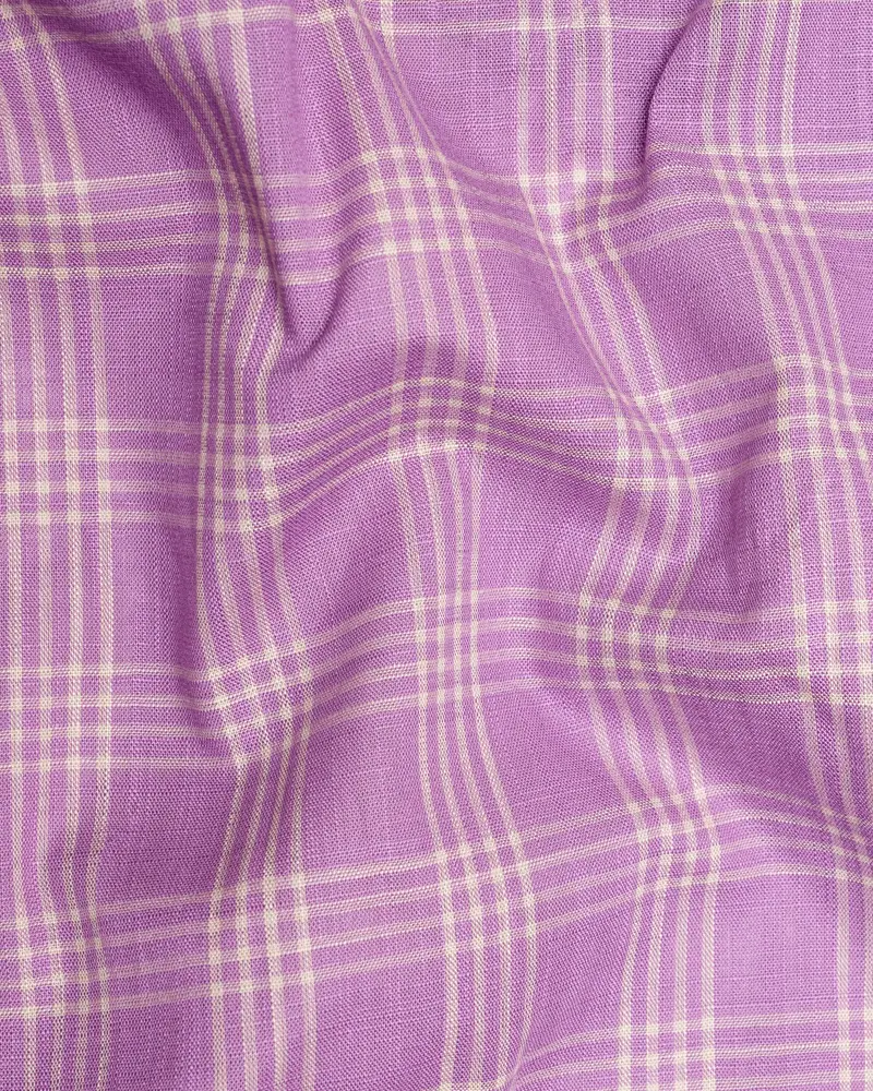 Orchid Plaid Luxurious Linen Kurta Shirt 3