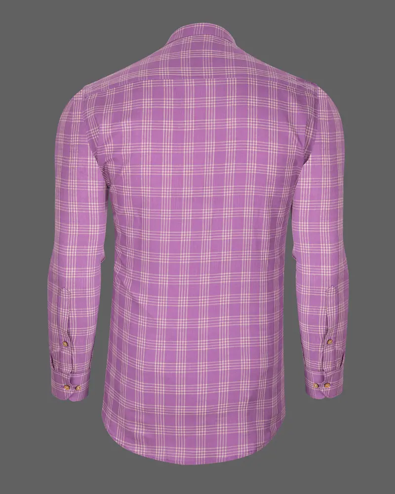 Orchid Plaid Luxurious Linen Kurta Shirt 7