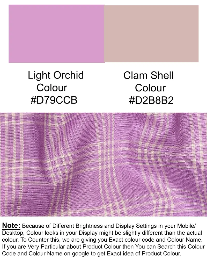Orchid Plaid Luxurious Linen Kurta Shirt 8