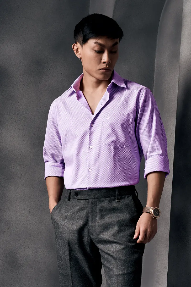 Orchid Purple Dobby Textured Premium Giza Cotton Shirt 10