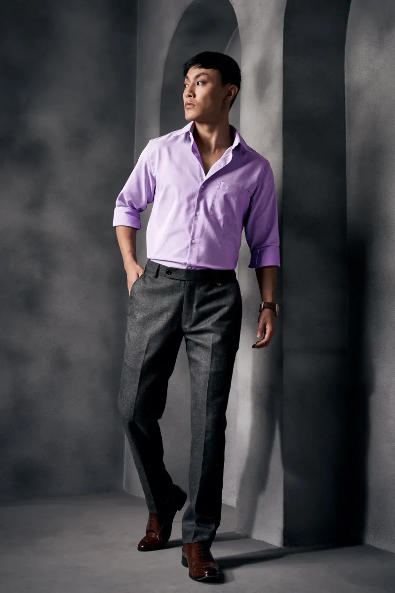 Orchid Purple Dobby Textured Premium Giza Cotton Shirt 11