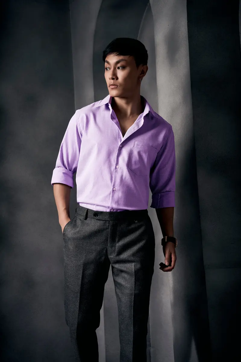 Orchid Purple Dobby Textured Premium Giza Cotton Shirt 12