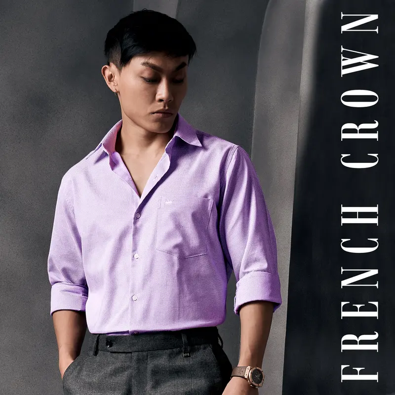 Orchid Purple Dobby Textured Premium Giza Cotton Shirt 13