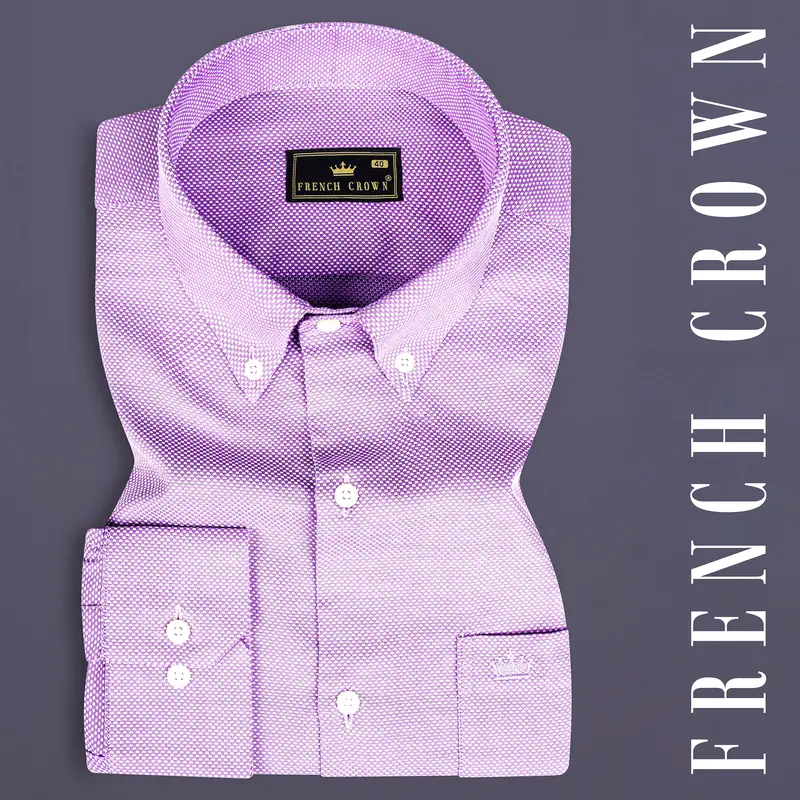 Orchid Purple Dobby Textured Premium Giza Cotton Shirt 14