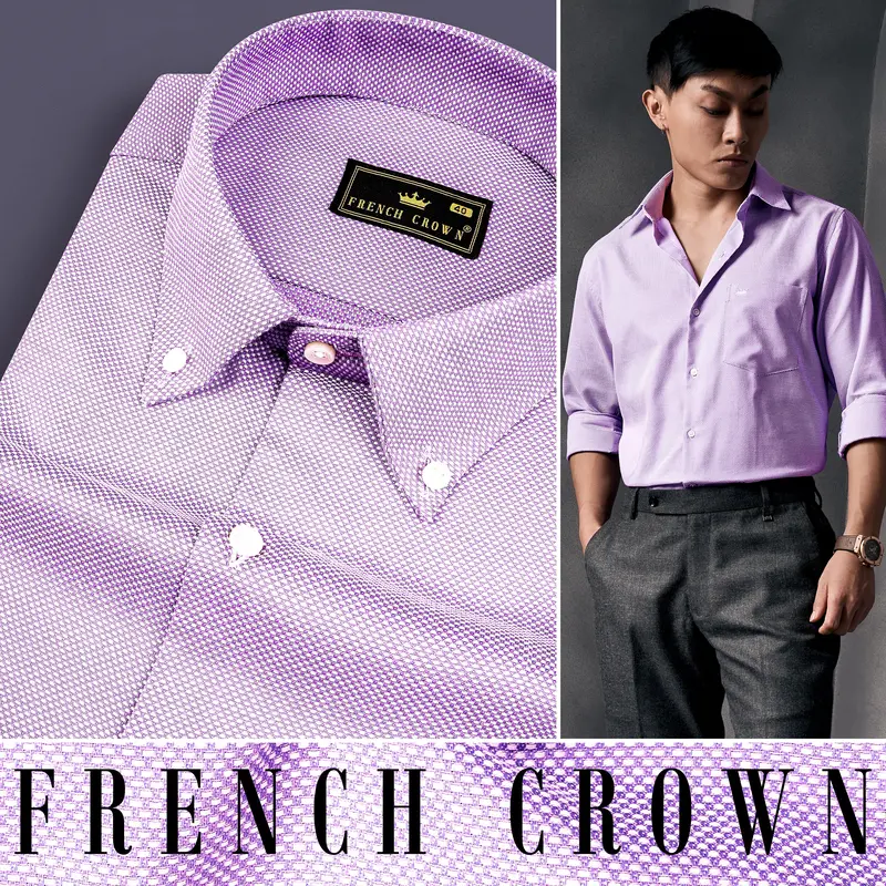 Orchid Purple Dobby Textured Premium Giza Cotton Shirt 15