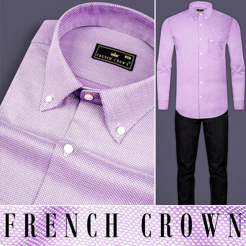 Orchid Purple Dobby Textured Premium Giza Cotton Shirt 18