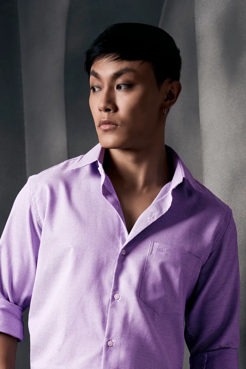 Orchid Purple Dobby Textured Premium Giza Cotton Shirt 7