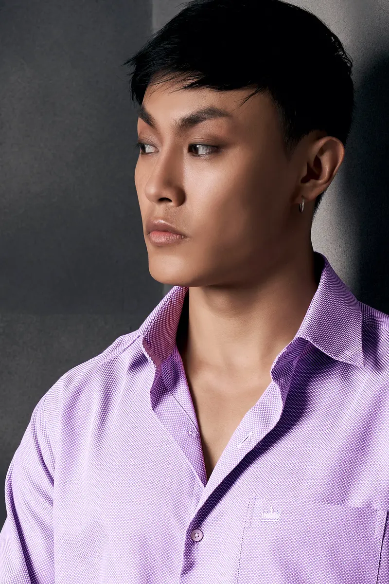 Orchid Purple Dobby Textured Premium Giza Cotton Shirt 8
