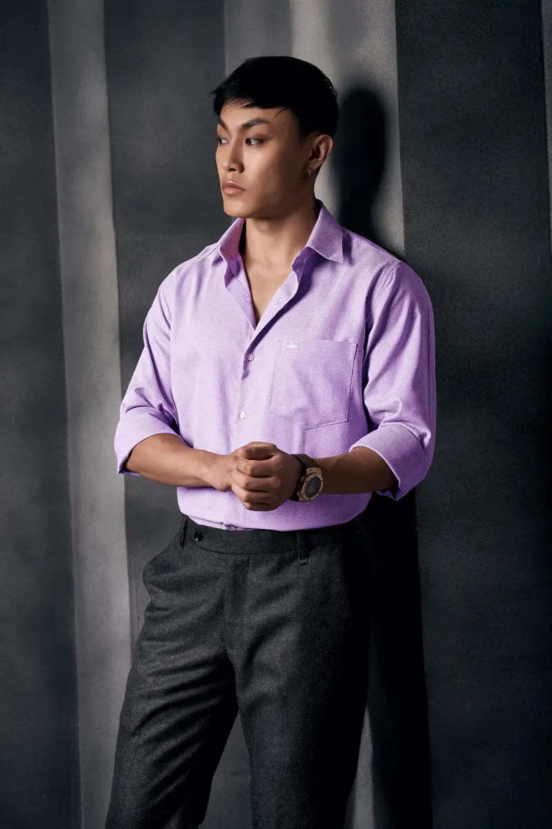 Orchid Purple Dobby Textured Premium Giza Cotton Shirt 9