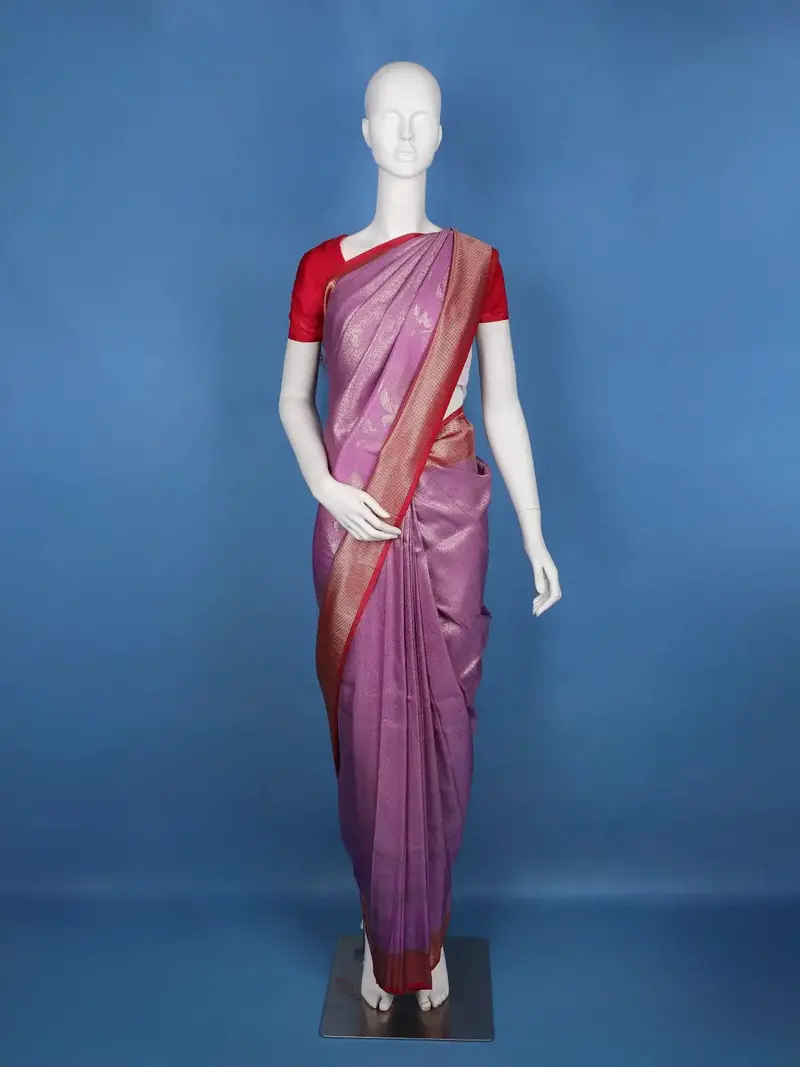 Orchid Purple Floral & Leaf Designed Silk Saree 1