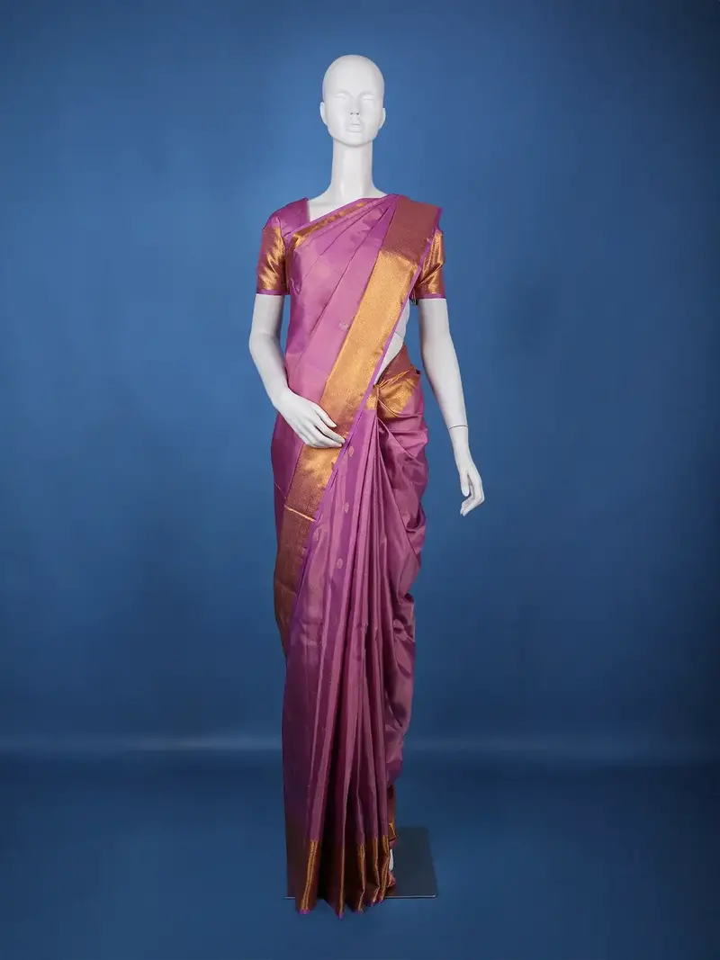 Orchid Purple Solid Design Zari Woven Silk Saree 1
