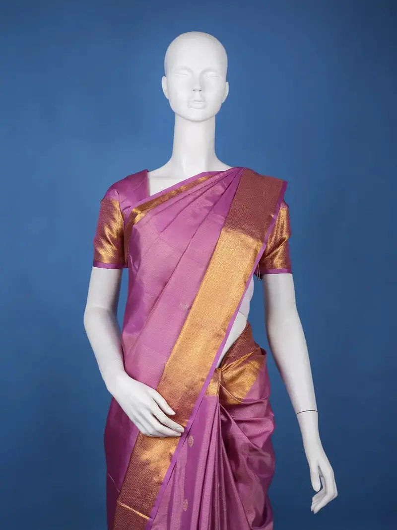 Orchid Purple Solid Design Zari Woven Silk Saree 2