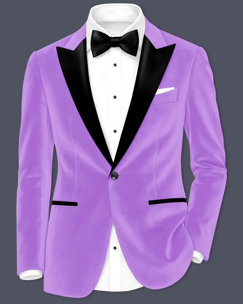 Orchid-Wisteria Purple Velvet Peak Lapel Tuxedo Blazer 1