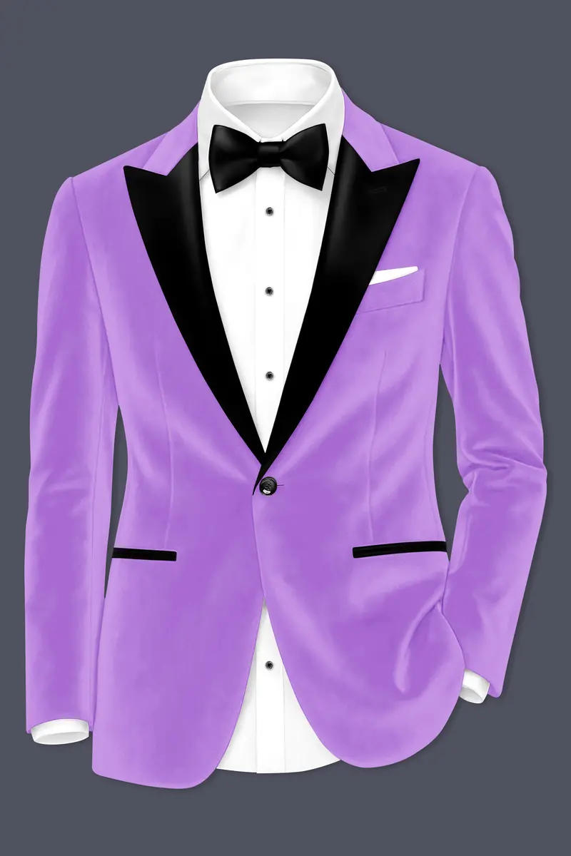 Orchid-Wisteria Purple Velvet Peak Lapel Tuxedo Blazer 2