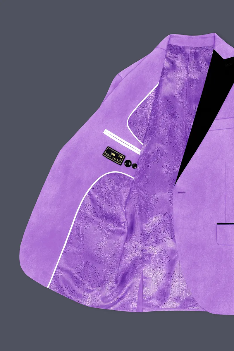 Orchid-Wisteria Purple Velvet Peak Lapel Tuxedo Blazer 5