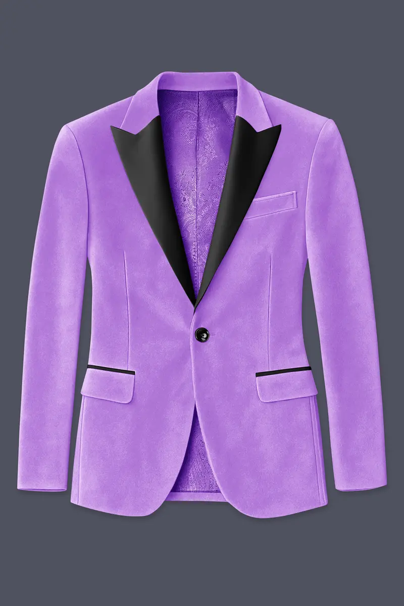 Orchid-Wisteria Purple Velvet Peak Lapel Tuxedo Blazer 7