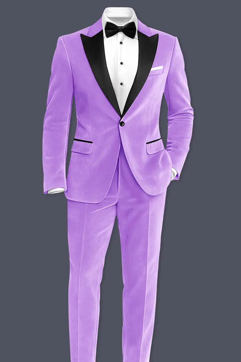 Orchid-Wisteria Purple Velvet Peak Lapel Tuxedo Blazer 9