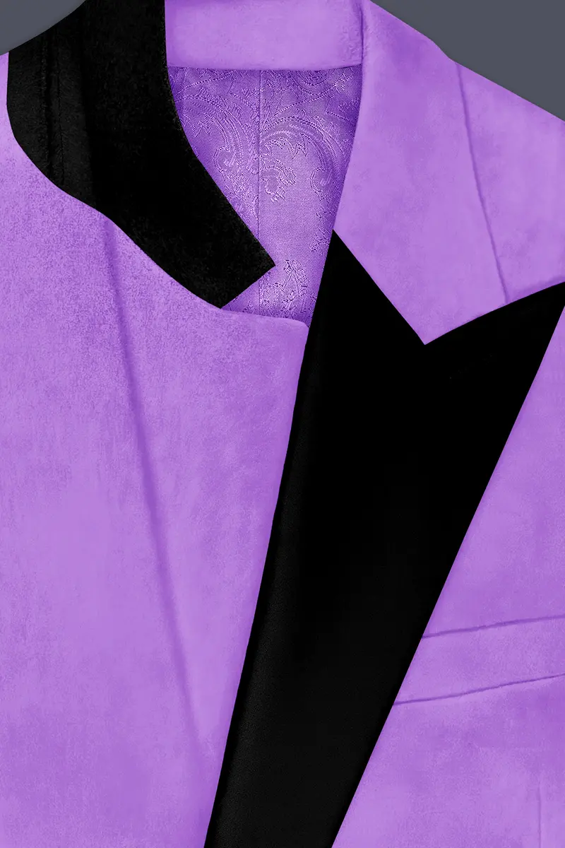 Orchid-Wisteria Purple Velvet Peak Lapel Tuxedo Suit 5