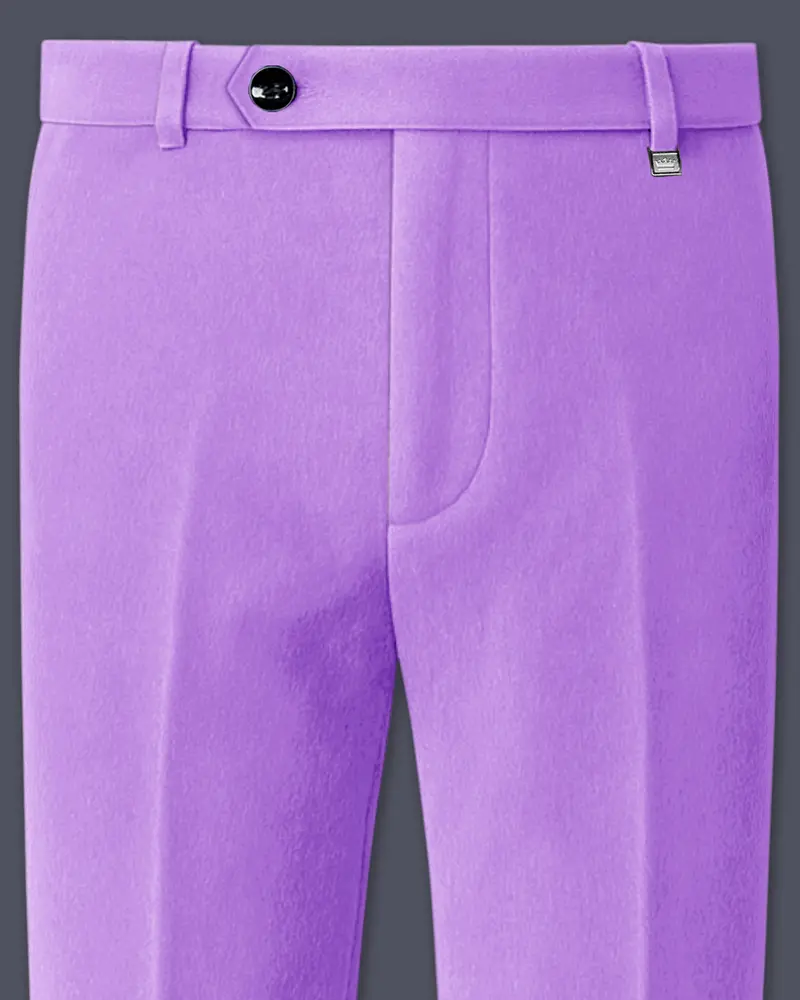 Orchid-Wisteria Purple Velvet Stretchable Waistband Pant 1