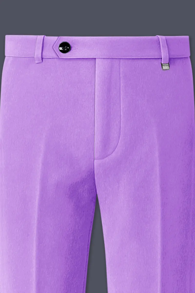 Orchid-Wisteria Purple Velvet Stretchable Waistband Pant 4