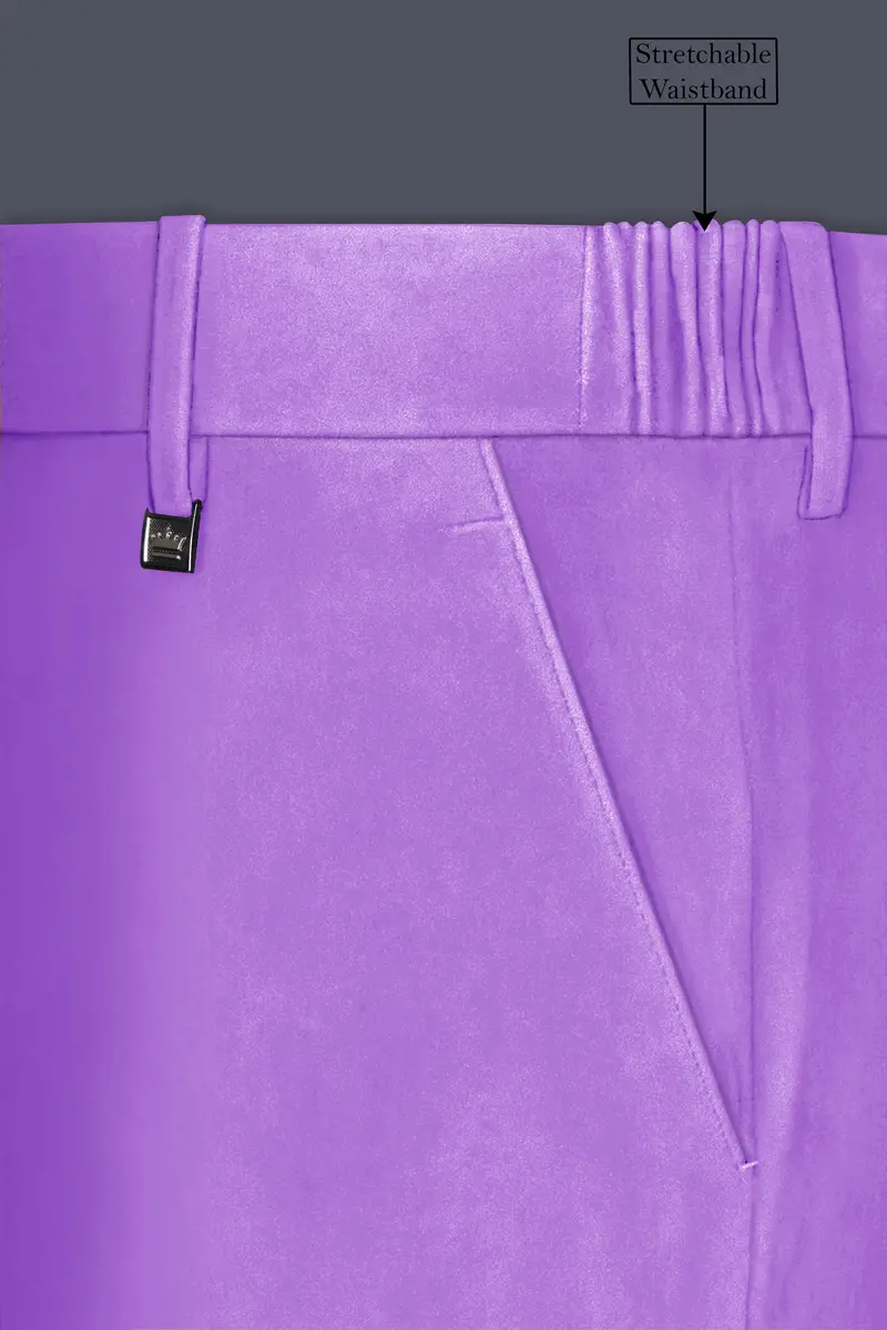 Orchid-Wisteria Purple Velvet Stretchable Waistband Pant 6