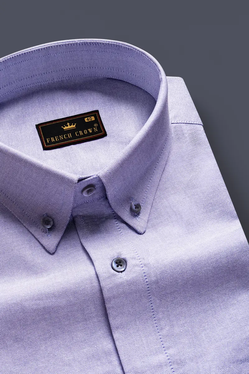Orchidbloom-Wisteria Purple Solid Oxford Premium Cotton Semi Formal Shirt 1