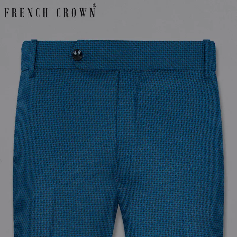 Orient Blue And Black Textured Pant 1