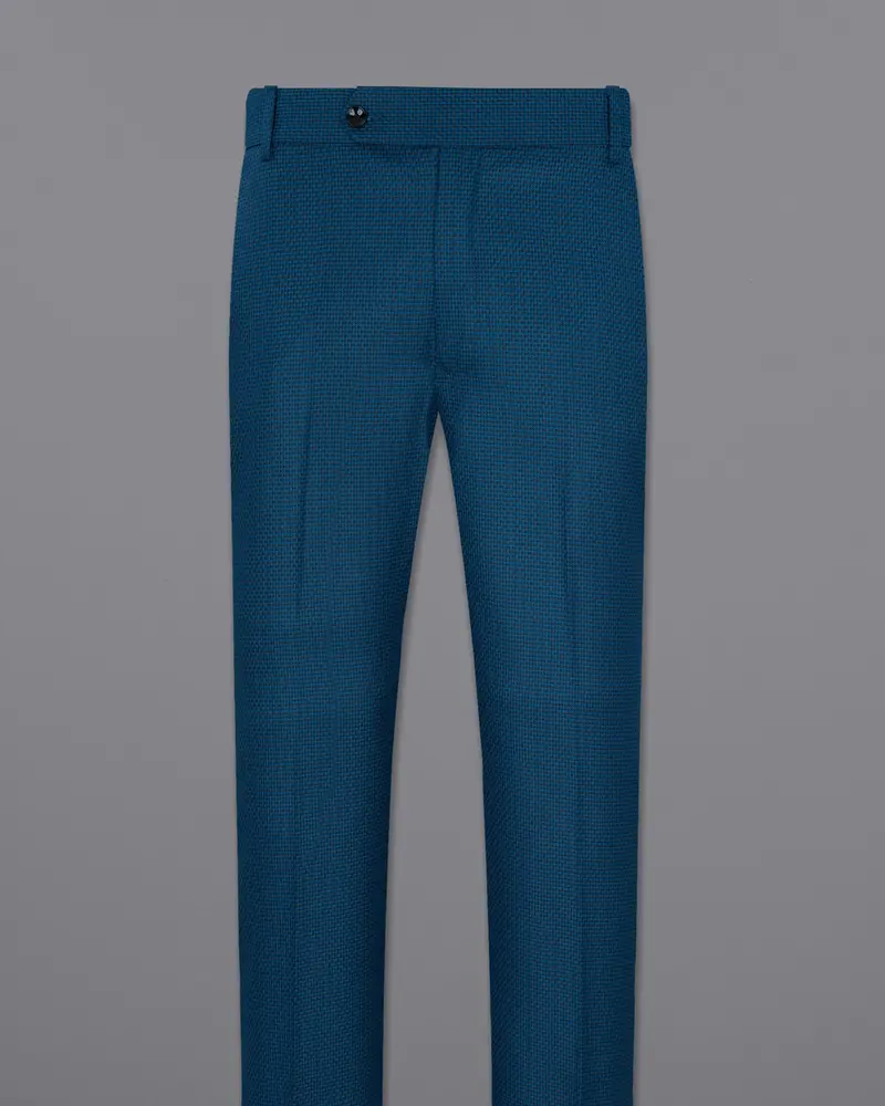 Orient Blue And Black Textured Pant 4