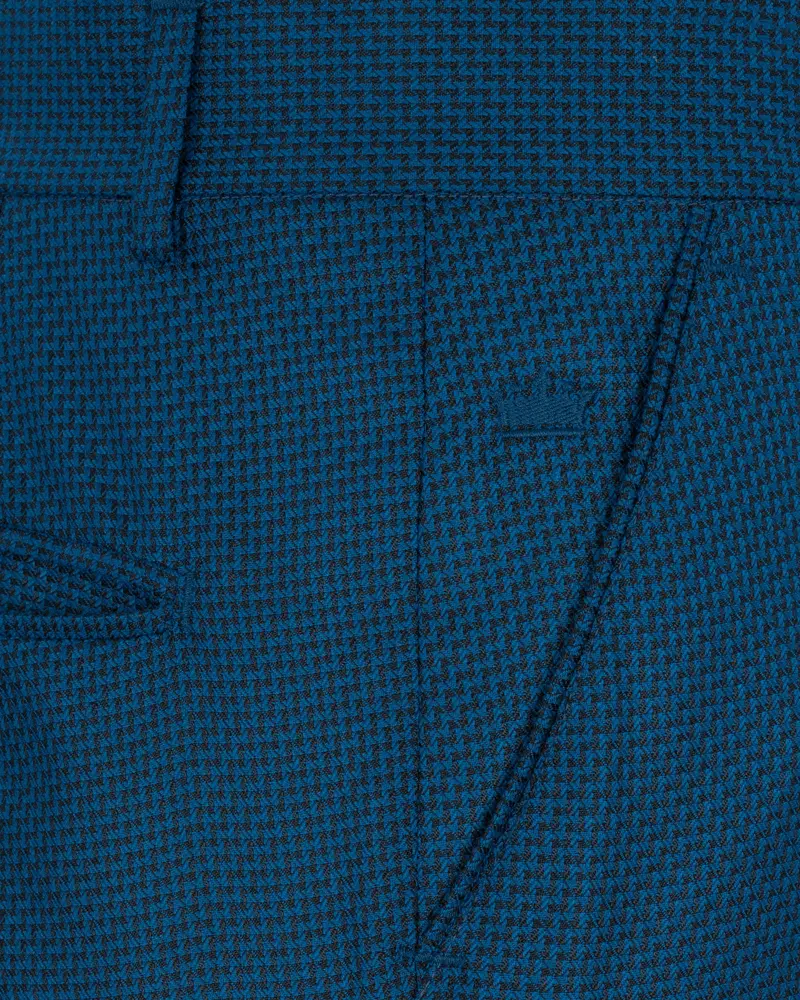 Orient Blue And Black Textured Pant 5