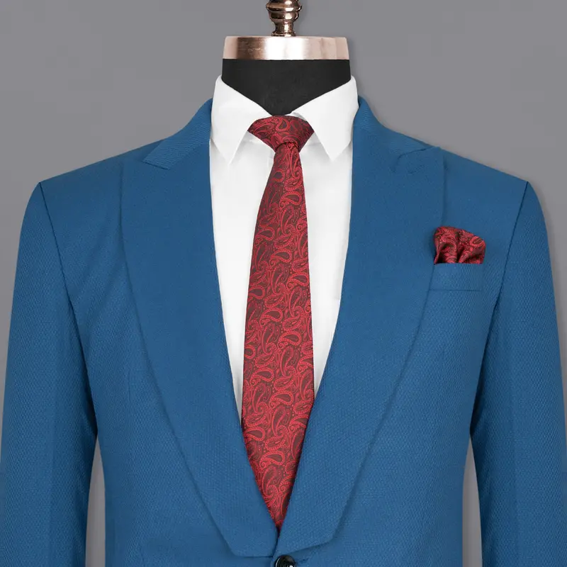Orient Blue Diamond Textured Woolrich Blazer 1