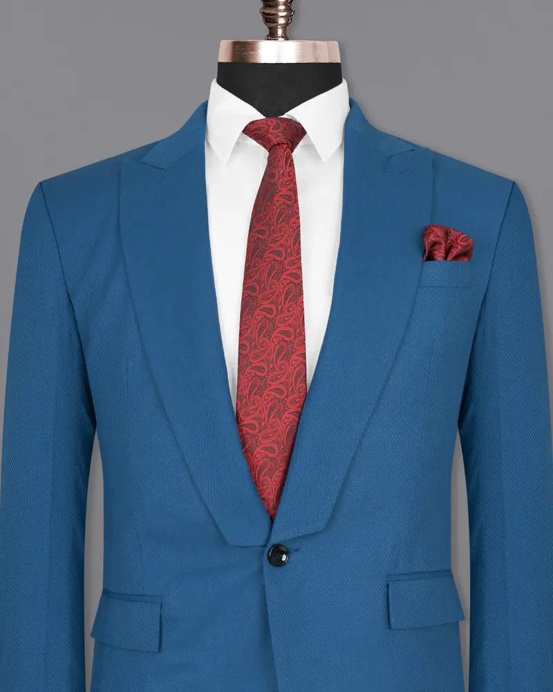 Orient Blue Diamond Textured Woolrich Blazer 2