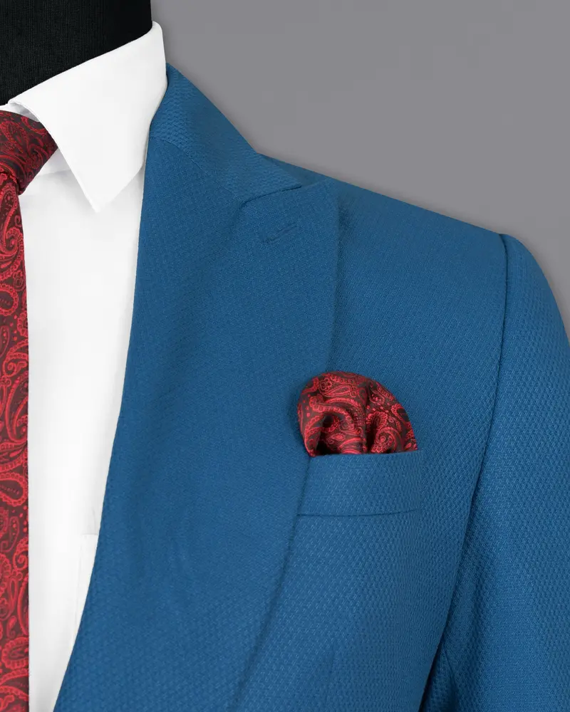 Orient Blue Diamond Textured Woolrich Blazer 5