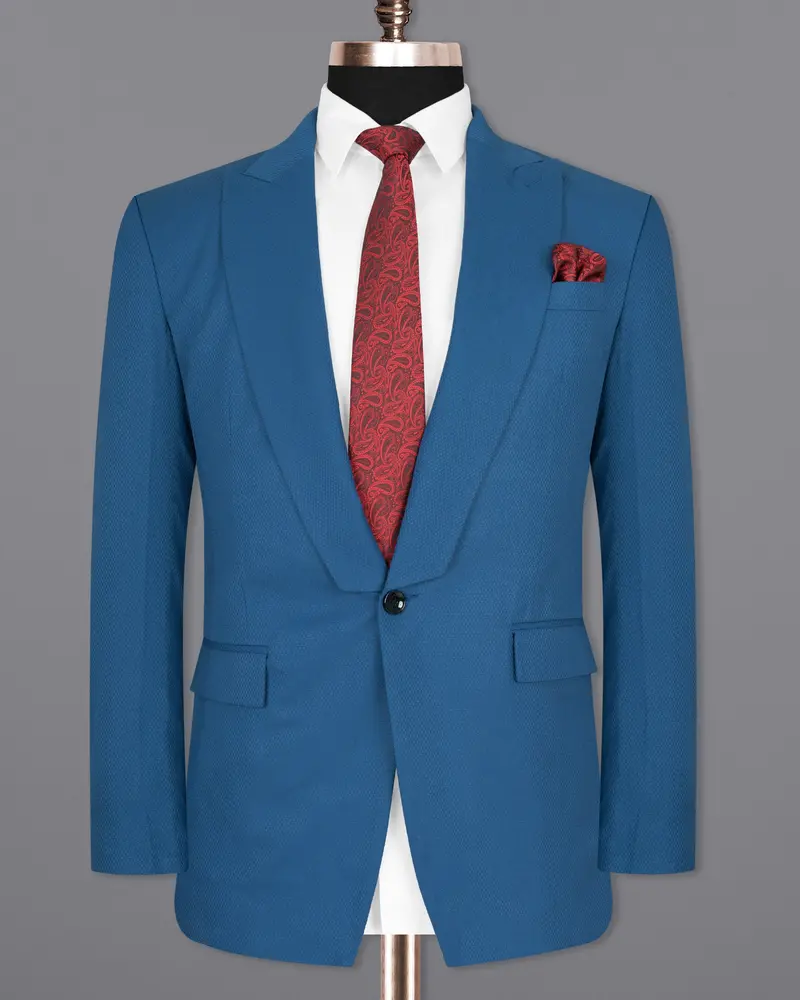 Orient Blue Diamond Textured Woolrich Blazer 7