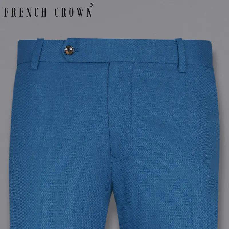 Orient Blue Diamond Textured Woolrich Pant 1